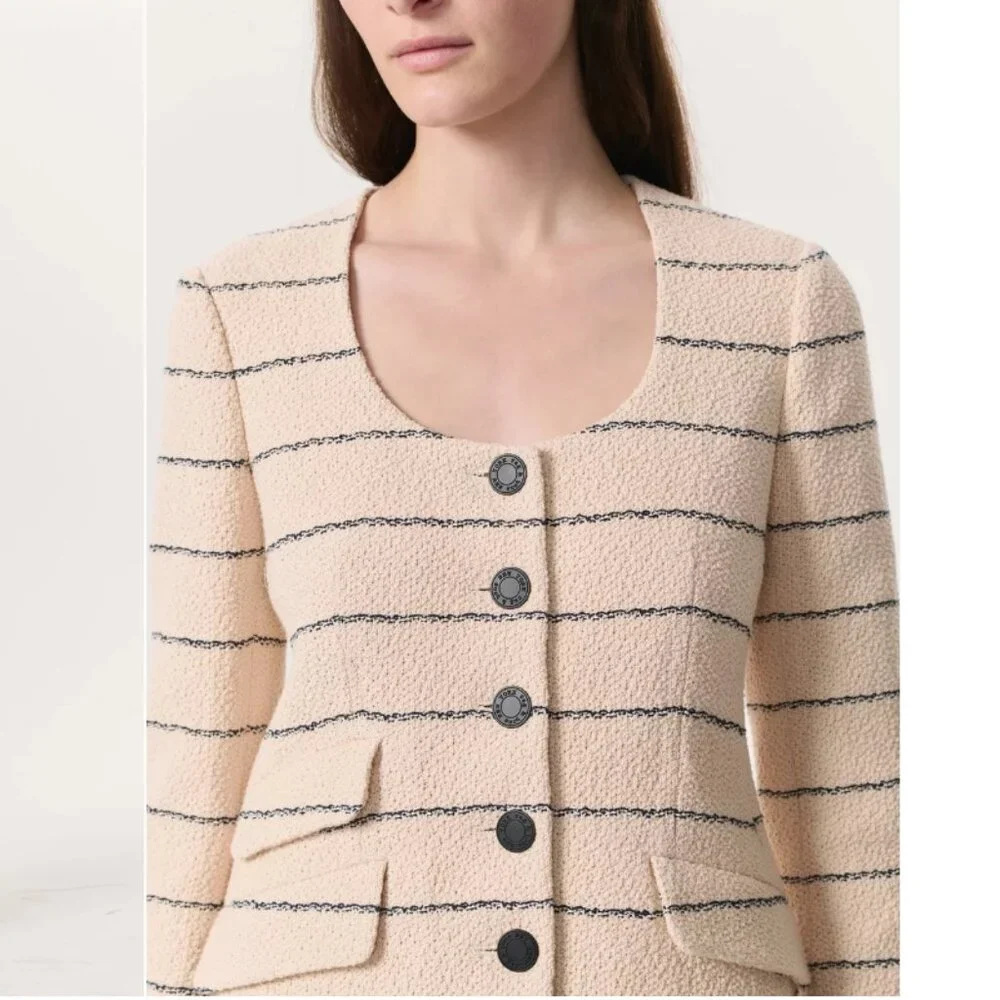 NWT rag & bone Roslyn Cotton Tweed Scoop-Neck Blazer Jacket - Picture 5 of 9